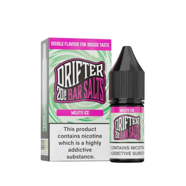Drifter Bar Salts Mojito Ice 10ml nic salt e-liquid bottle, available in 5mg, 10mg and 20mg strengths