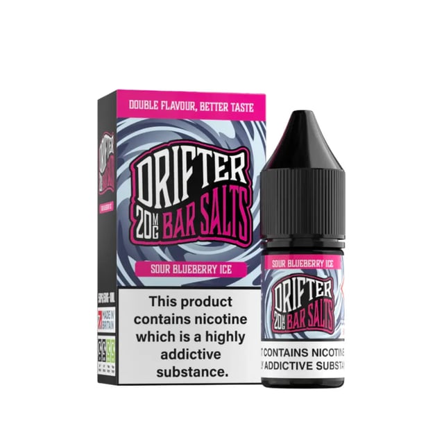 Drifter Bar Salts Sour Blueberry Ice 10ml nic salt e-liquid bottle, 5mg 10mg 20mg strengths