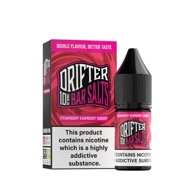 Drifter Bar Salts Strawberry Raspberry Cherry nic salt 10ml bottle, 5mg 10mg 20mg strengths