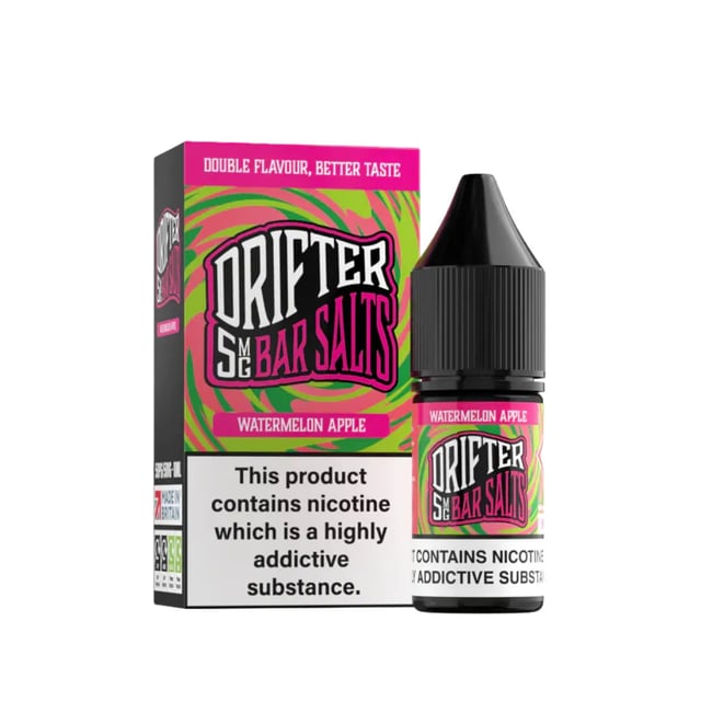 Drifter Bar Salts Watermelon Apple 10ml nic salt e-liquid bottle, 5mg 10mg 20mg strengths