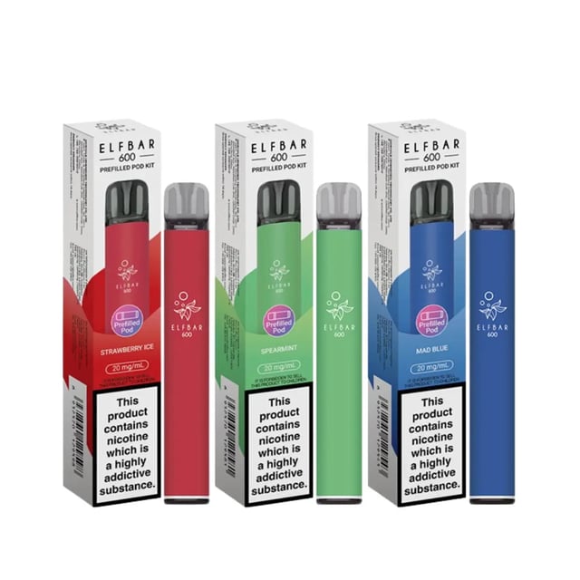 Elf Bar 600 prefilled pod kit device showing the USB-C charging port and magnetic pod connector