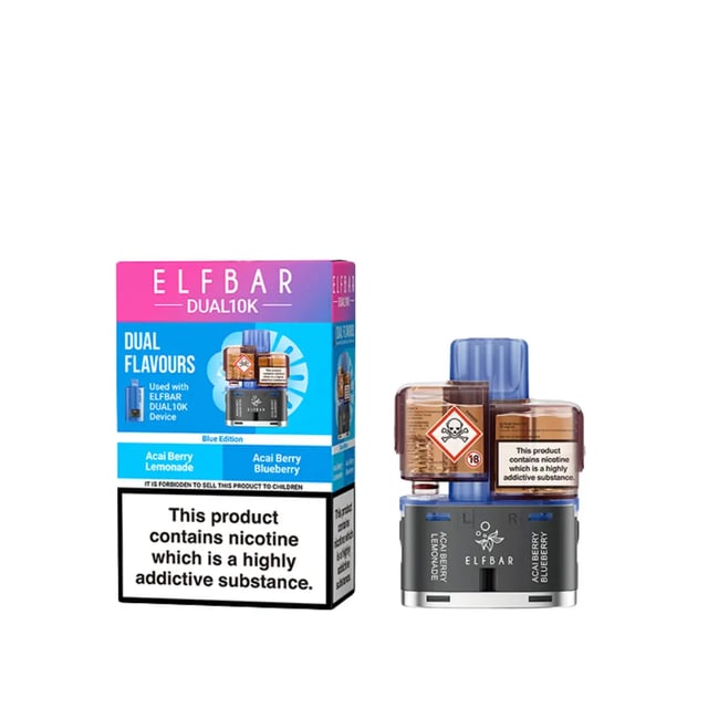 Elf Bar Dual 10K Refill Pods Purple Edition prefilled pod kit pack with two flavour pods