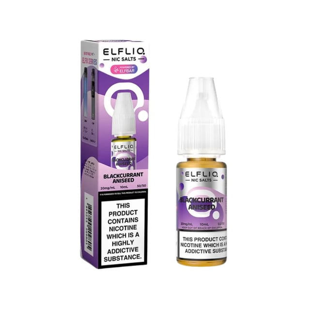 Elfliq Blackcurrant Aniseed nic salt e-liquid, 10ml bottle, 5mg 10mg 20mg strengths