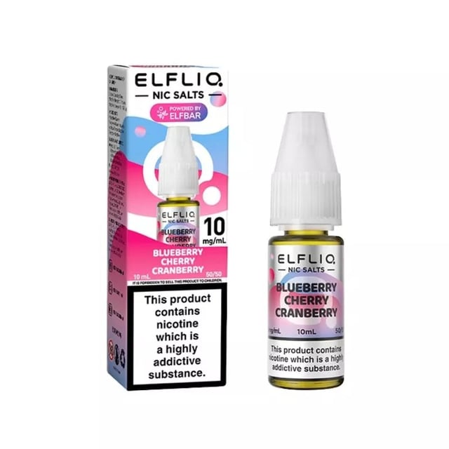 Elfliq Blueberry Cherry Cranberry nic salt e-liquid 10ml bottle, 5mg 10mg 20mg strengths