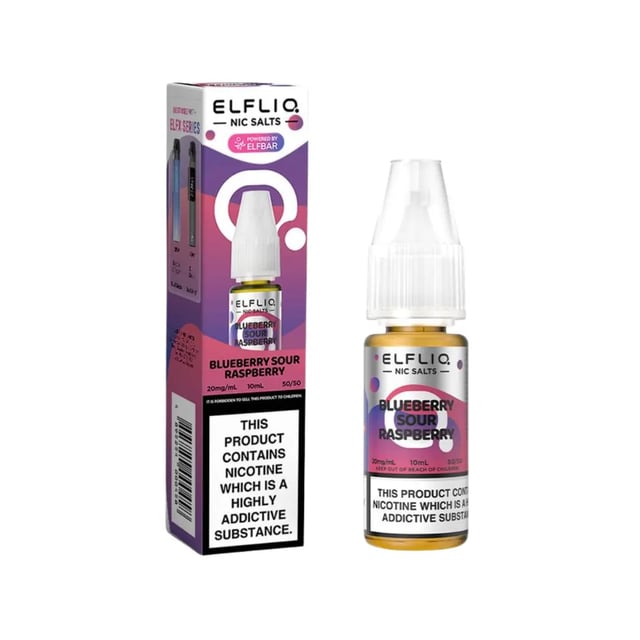 Elf Bar Elfliq Blueberry Sour Raspberry 10ml nic salt e-liquid bottle, 5mg 10mg 20mg strengths