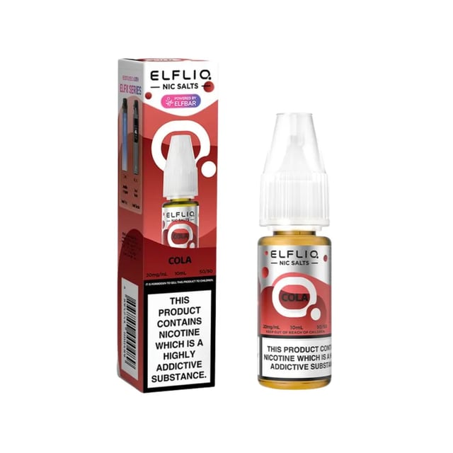 Elfliq Cola nic salt e-liquid 10ml bottle, 50/50 VG/PG, available in 5mg, 10mg and 20mg strengths
