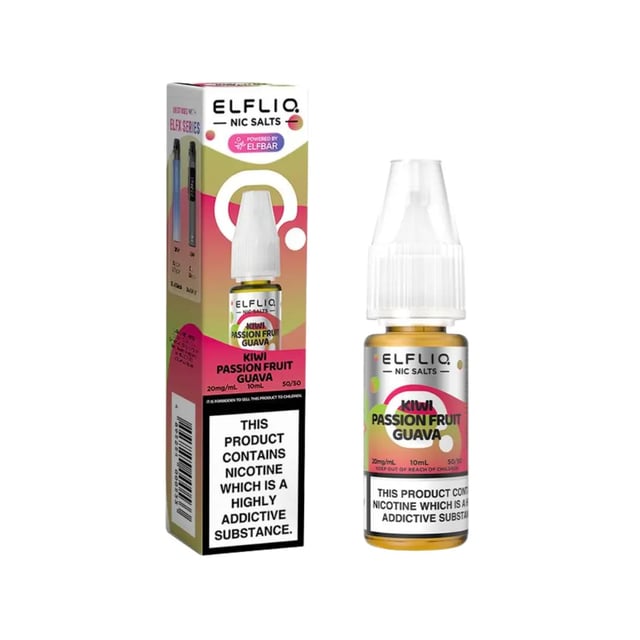 Elfliq Kiwi Passion Fruit Guava nic salt e-liquid, 10ml bottle, 5mg 10mg 20mg strengths