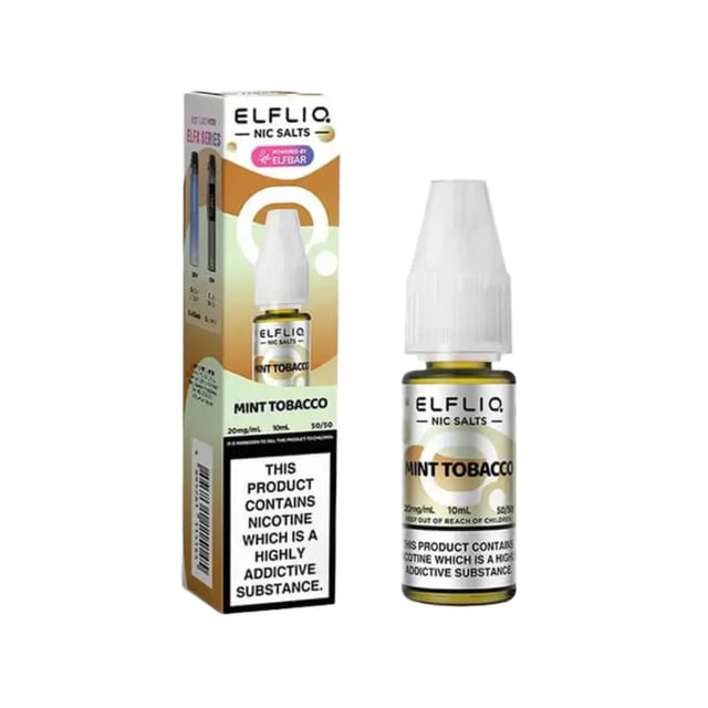 Elfliq Mint Tobacco nic salt e-liquid 10ml bottle, available in 5mg, 10mg and 20mg strengths