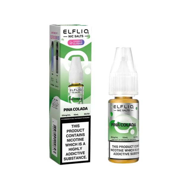 Elfliq Pina Colada nic salt e-liquid, 10ml bottle, 50/50 VG/PG, available in 5mg, 10mg and 20mg strengths