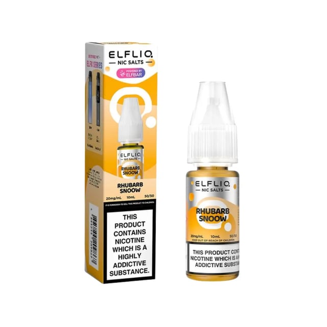 Elfliq Rhubarb Snoow nic salt e-liquid, 10ml bottle in 5mg, 10mg and 20mg strengths