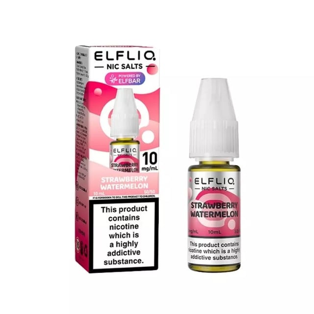 Elf Bar Elfliq Strawberry Watermelon nic salt e-liquid, 10ml bottle, 5mg 10mg 20mg strengths