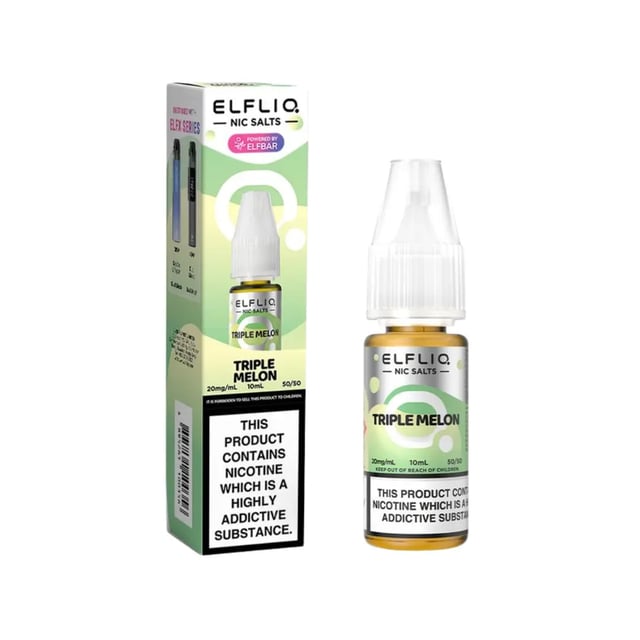 Elfliq Triple Melon nic salt e-liquid 10ml bottle, available in 5mg, 10mg and 20mg strengths