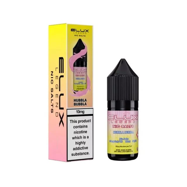 Elux Legend Hubbla Bubbla nic salt e-liquid 10ml bottle, 10mg and 20mg strengths