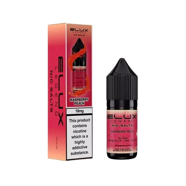 Elux Legend Raspberry Peach nic salt e-liquid 10ml bottle, 10mg and 20mg strengths