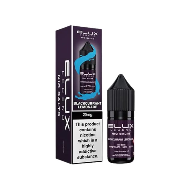 Elux Legend Blackcurrant Lemonade nic salt e-liquid 10ml bottle, 10mg and 20mg strengths