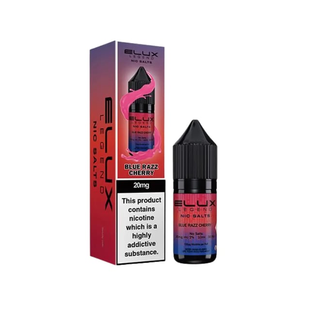 Elux Legend Blue Razz Cherry nic salt e-liquid 10ml bottle, 10mg and 20mg strengths