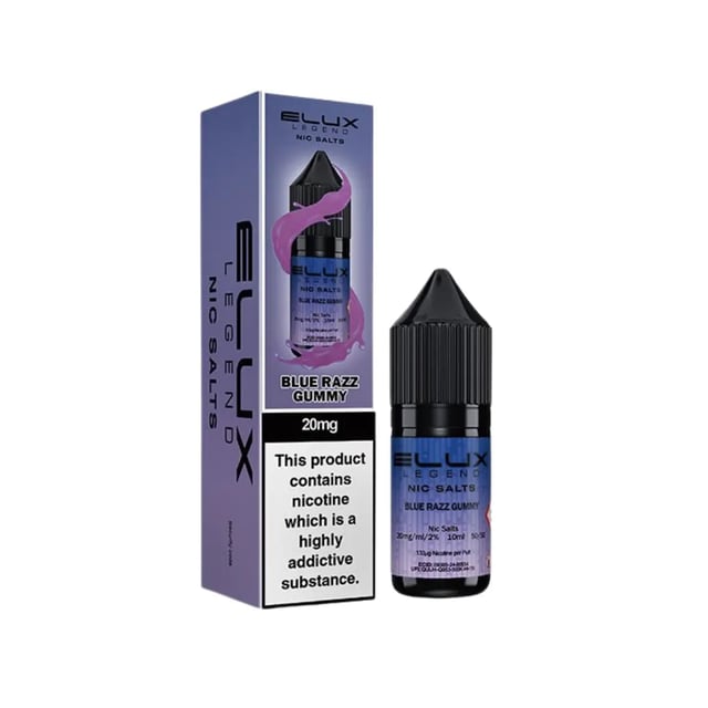 Elux Legend Blue Razz Gummy nic salt e-liquid 10ml bottle, 5mg 10mg 20mg strengths