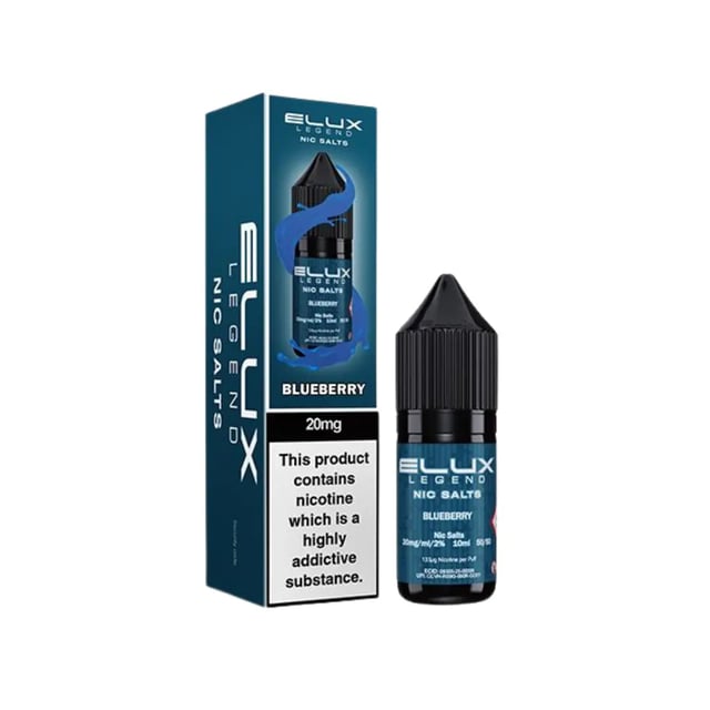 Elux Legend Blueberry nic salt e-liquid 10ml bottle, 10mg and 20mg strengths