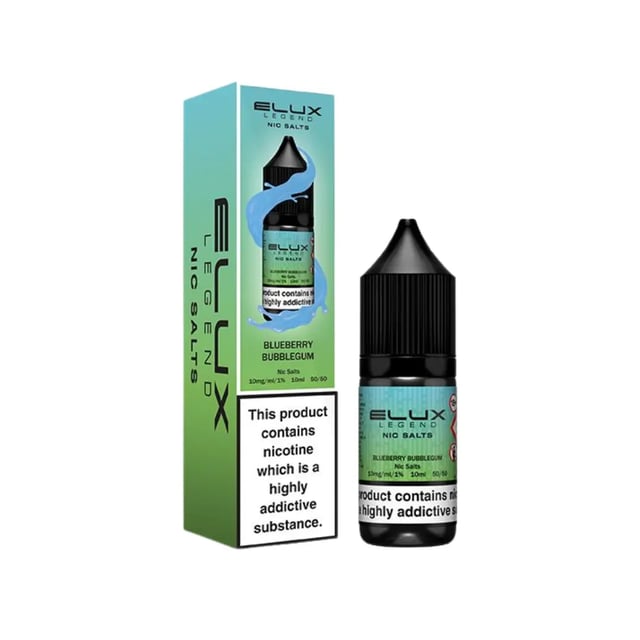 Elux Legend Blueberry Bubblegum nic salt e-liquid 10ml bottle, 10mg and 20mg strengths
