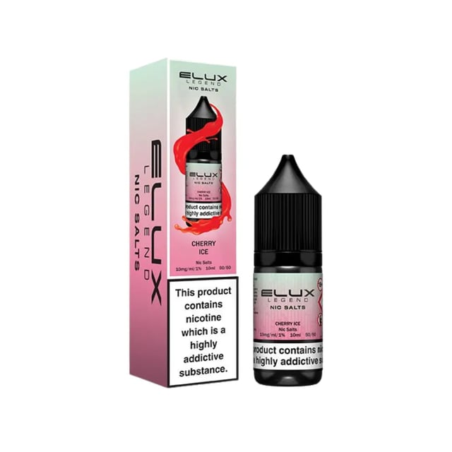 Elux Legend Cherry Ice nic salt e-liquid 10ml bottle, 10mg and 20mg strengths, 50/50 VG/PG