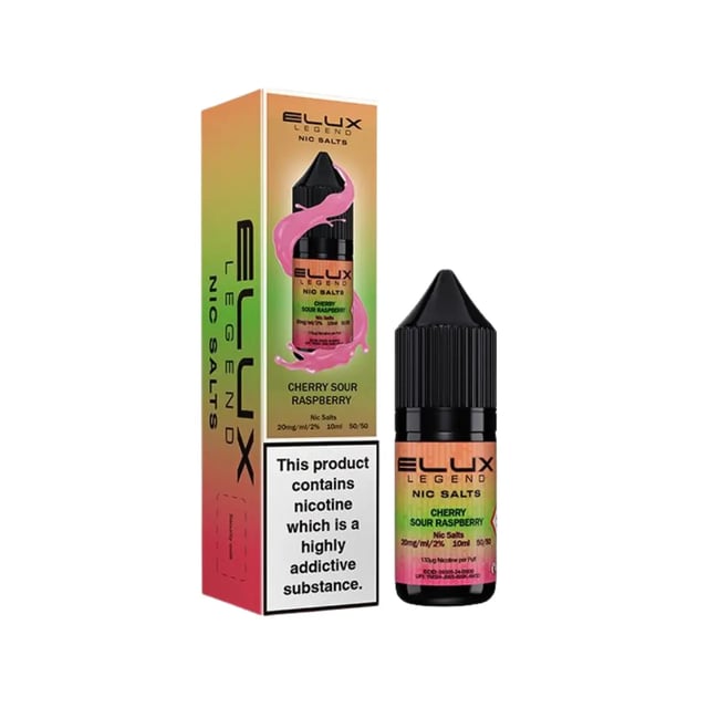 Elux Legend Cherry Sour Raspberry nic salt e-liquid 10ml bottle, 5mg 10mg 20mg strengths