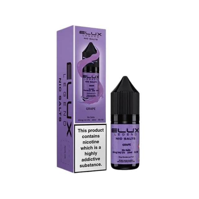 Elux Legend Grape nic salt e-liquid 10ml bottle, 10mg and 20mg strengths