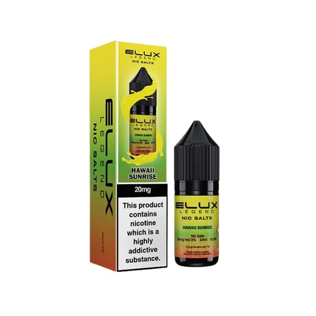 Elux Legend Hawaii Sunrise nic salt e-liquid 10ml bottle, 10mg and 20mg strengths