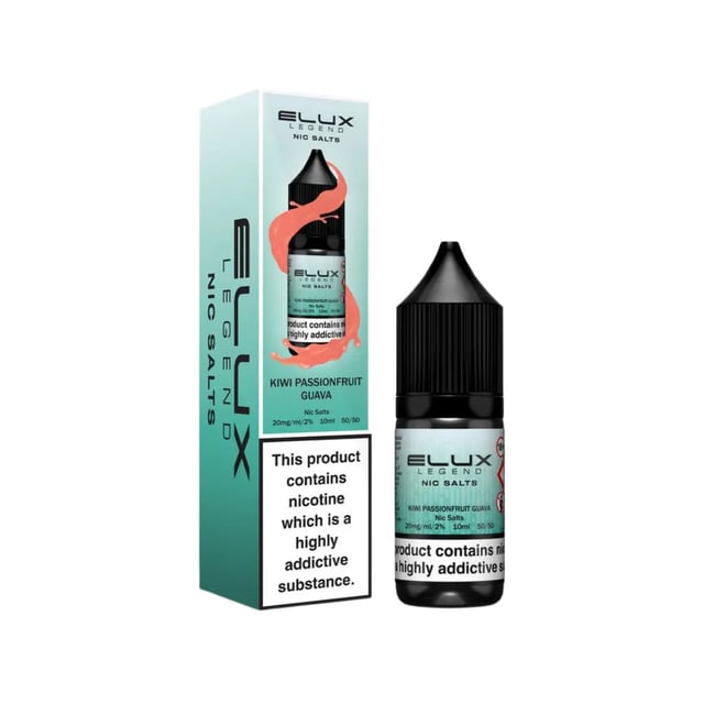 Elux Legend Kiwi Passionfruit Guava nic salt e-liquid 10ml bottle, 10mg and 20mg