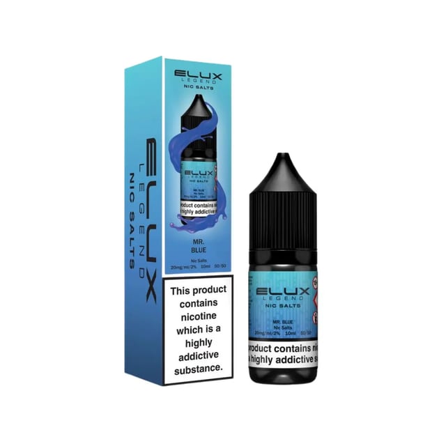Elux Legend Mr Blue nic salt e-liquid 10ml bottle, 5mg 10mg 20mg strengths