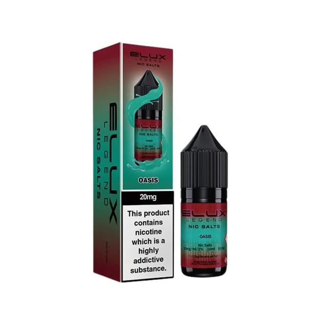 Elux Legend Oasis nic salt e-liquid 10ml bottle, mango pineapple orange, 5mg 10mg 20mg strengths