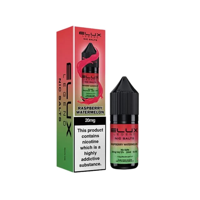 Elux Legend Raspberry Watermelon nic salt e-liquid 10ml bottle, 10mg and 20mg strengths