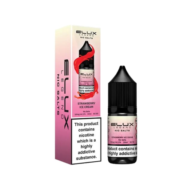 Elux Legend Strawberry Ice Cream nic salt e-liquid 10ml bottle, 10mg and 20mg strengths