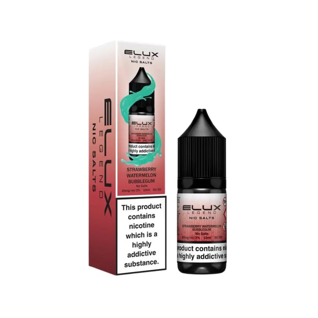Elux Legend Strawberry Watermelon Bubblegum nic salt e-liquid 10ml bottle, 10mg and 20mg strengths