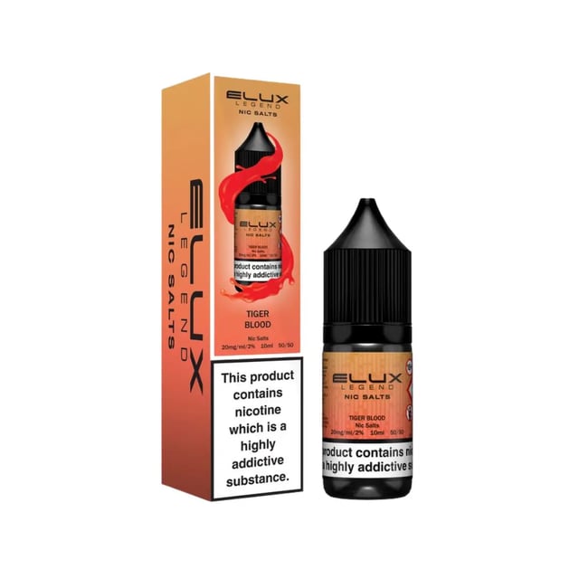 Elux Legend Tiger Blood nic salt e-liquid 10ml bottle, 10mg and 20mg strengths