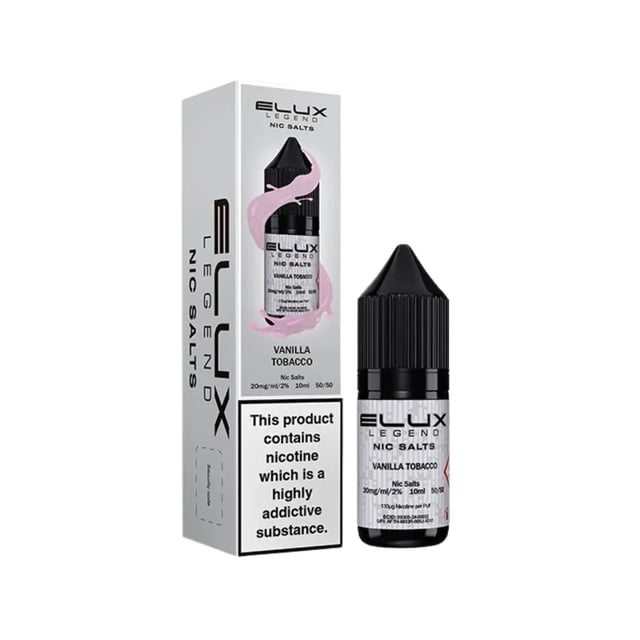 Elux Legend Vanilla Tobacco nic salt e-liquid 10ml bottle, 10mg and 20mg strengths