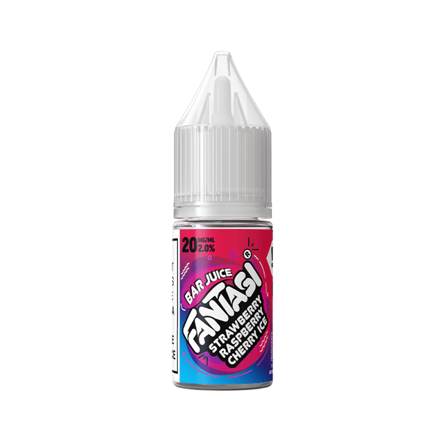 Fantasi Bar Juice Strawberry Raspberry Cherry Ice 10ml nic salt e-liquid bottle, 10mg and 20mg strengths