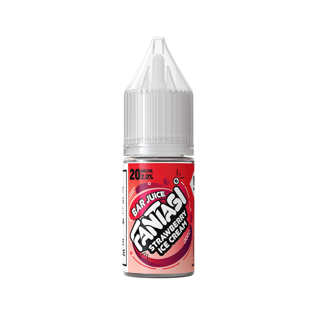 Fantasi Bar Juice Strawberry Ice Cream 10ml nic salt e-liquid bottle, available in 10mg and 20mg strengths