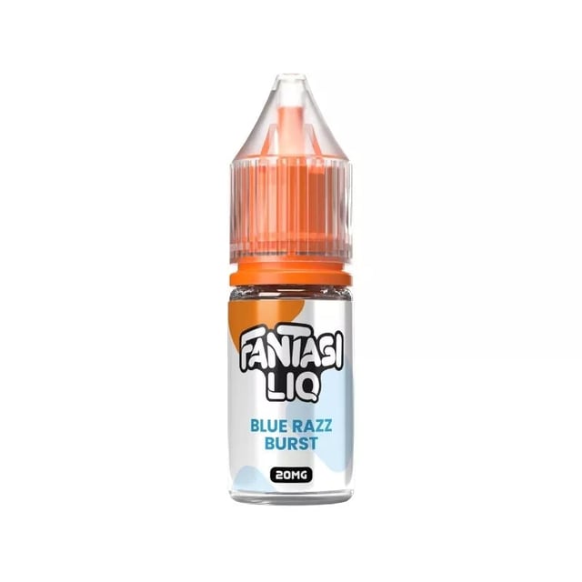 Fantasi Liq Blue Razz Burst 10ml nic salt e-liquid bottle, 50VG/50PG, available in 10mg and 20mg strengths