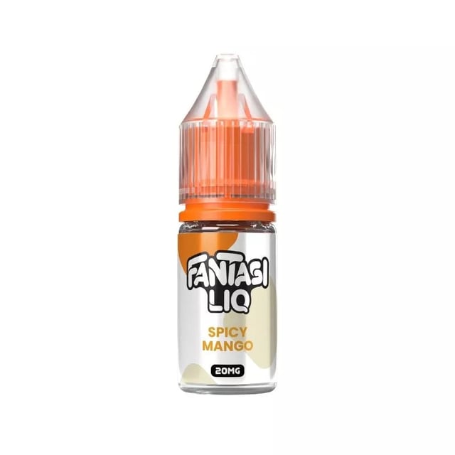 Fantasi Liq Spicy Mango 10ml nic salt e-liquid bottle, available in 10mg and 20mg strengths