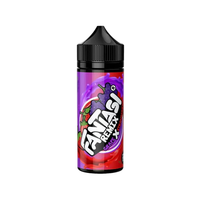 Fantasi Remix Grape X Strawberry 100ml shortfill e-liquid bottle, nicotine free with space for two nic shots