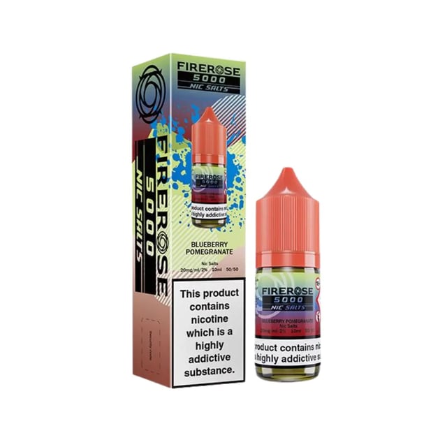 Elux Firerose 5000 Blueberry Pomegranate 10ml nic salt e-liquid bottle, 10mg and 20mg strengths