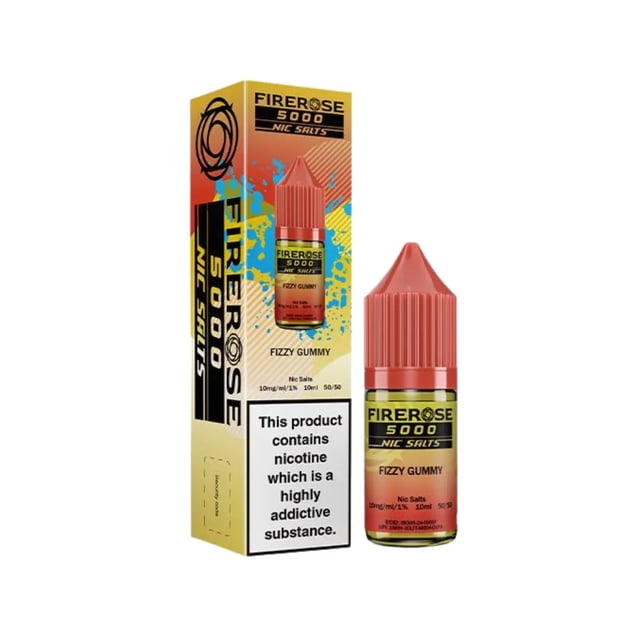 Elux Firerose 5000 Fizzy Gummy 10ml nic salt e-liquid bottle, 50/50 VG/PG, 10mg and 20mg strengths