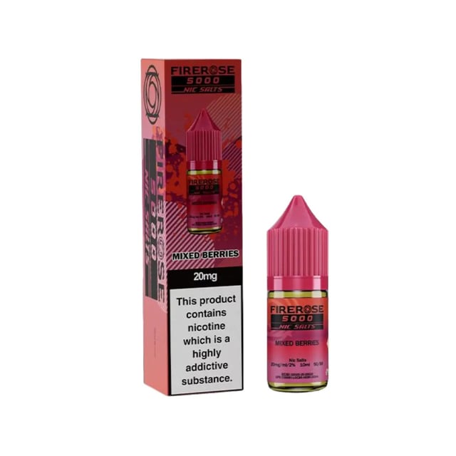 Elux Firerose 5000 Mixed Berries nic salt e-liquid, 10ml bottle, 10mg and 20mg strengths, 50/50 VG/PG