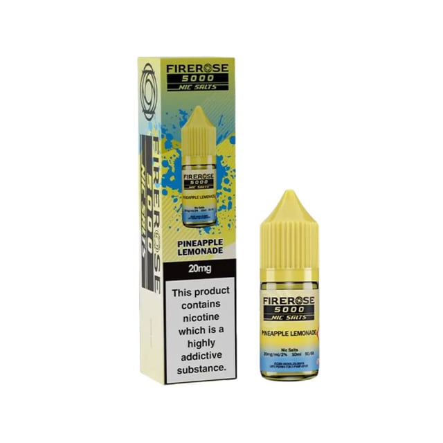 Elux Firerose 5000 Pineapple Lemonade 10ml nic salt e-liquid bottle, 10mg and 20mg strengths