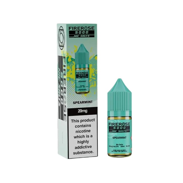 Elux Firerose 5000 Spearmint nic salt e-liquid 10ml bottle, available in 10mg and 20mg strengths