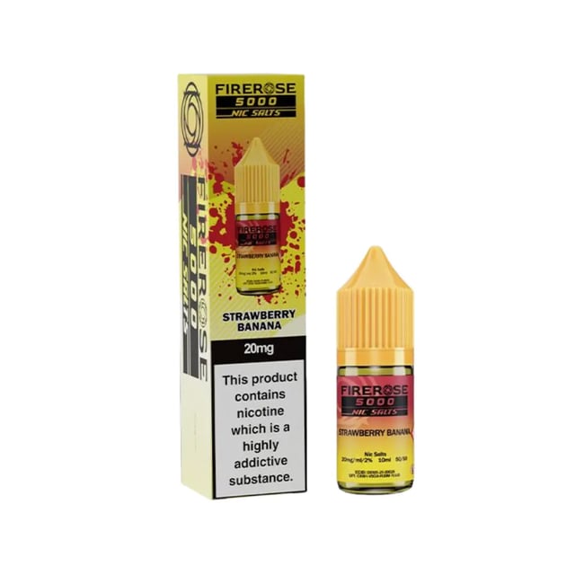 Elux Firerose 5000 Strawberry Banana nic salt e-liquid 10ml bottle, 10mg and 20mg strengths