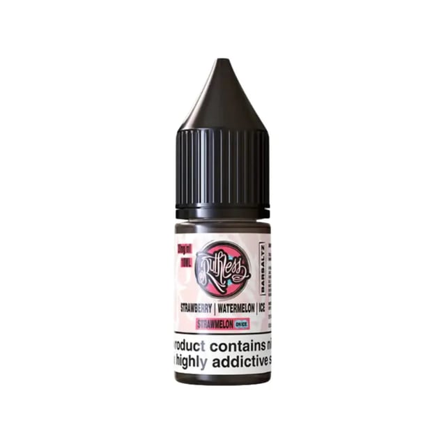 Ruthless Bar Saltz Strawmelon On Ice nic salt e-liquid, 10ml bottle, available in 10mg and 20mg strengths