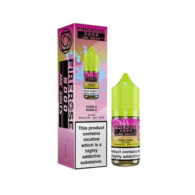 Elux Firerose 5000 Hubbla Bubbla nic salt e-liquid, 10ml bottle, available in 10mg and 20mg strengths