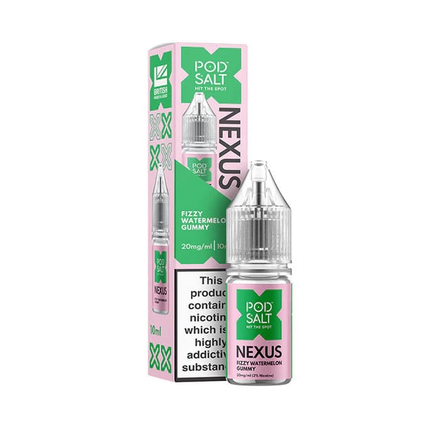 Pod Salt Nexus Fizzy Watermelon Gummy nic salt 10ml bottle, 50/50 VG/PG, in 5mg, 10mg and 20mg strengths