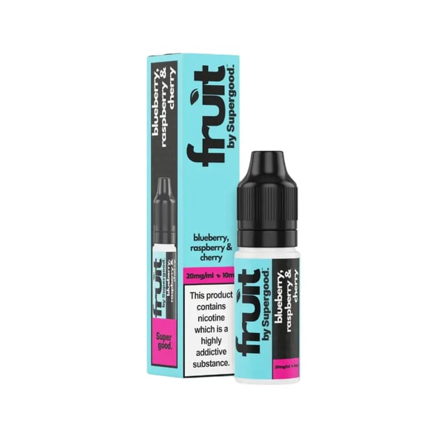 Fruit by Supergood Blueberry, Raspberry & Cherry nic salt e-liquid 10ml bottle, 5mg 10mg 20mg strengths